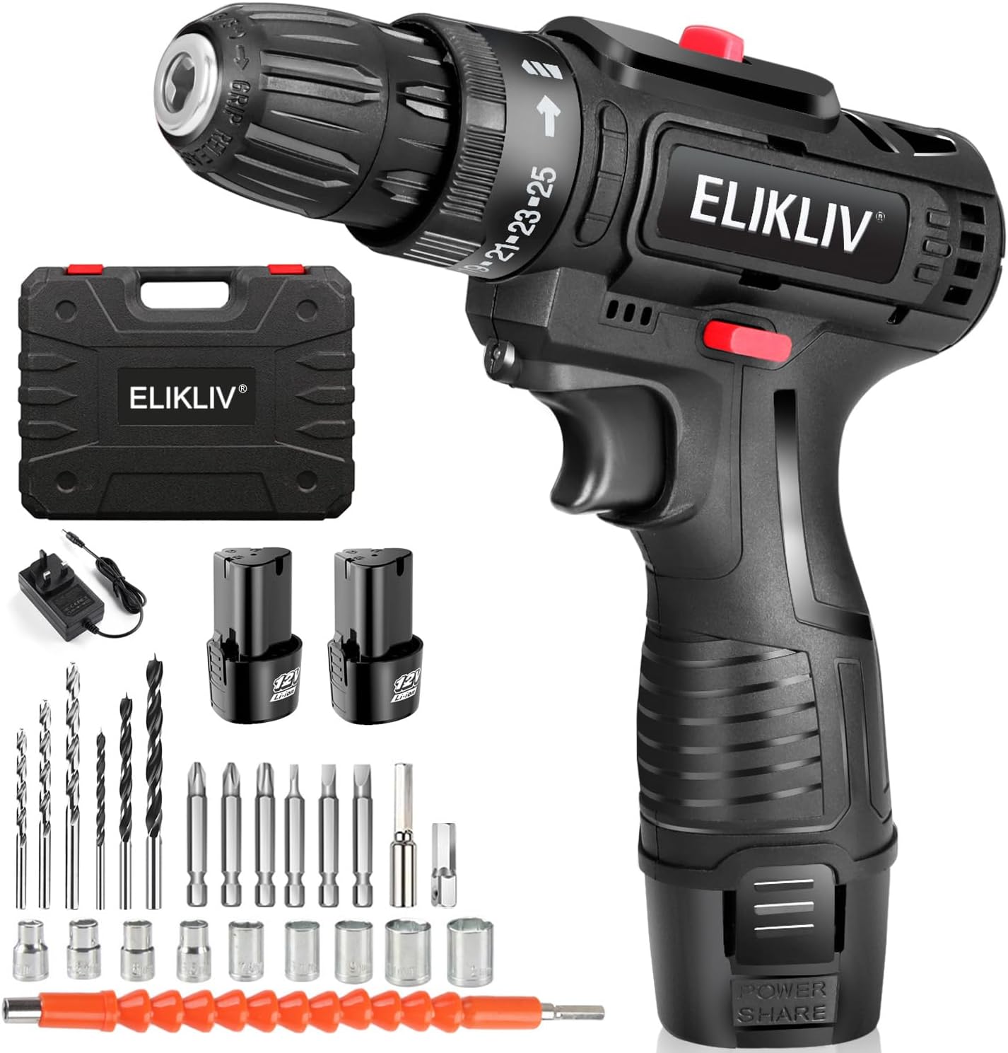12 V Cordless Drill – 10 mm Chuck 2‑Speed with LED Work Light KSA | مثقاب لاسلكي 12 فولت بمقبض 10 مم وسرعتين ومصباح LED في السعودية