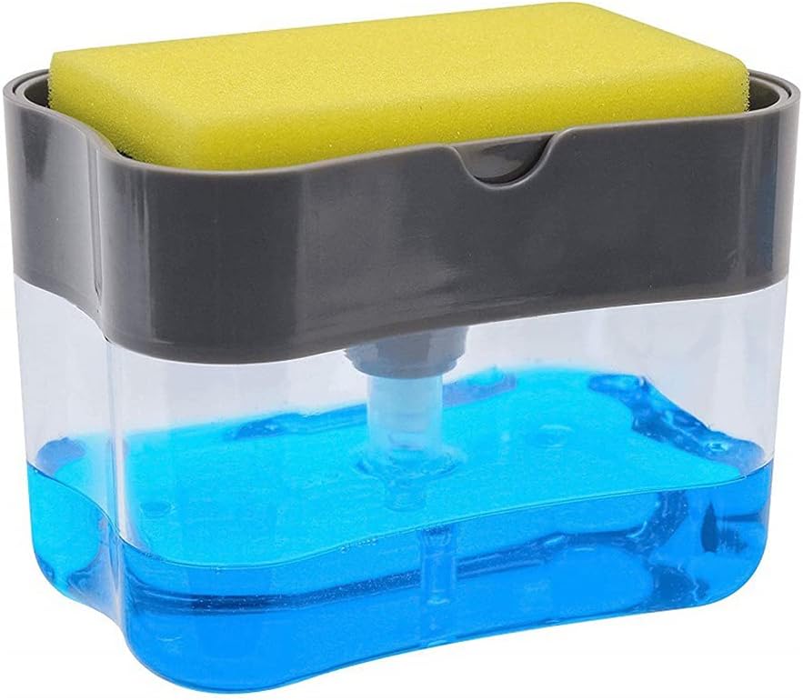 Kitchen Soap Dispenser with Sponge Holder Pump – 2 in 1 Compact Sink Organizer KSA | موزع صابون للمطبخ بمضخة وحامل إسفنجة 2 في 1 لتنظيم حوض المطبخ في السعودية