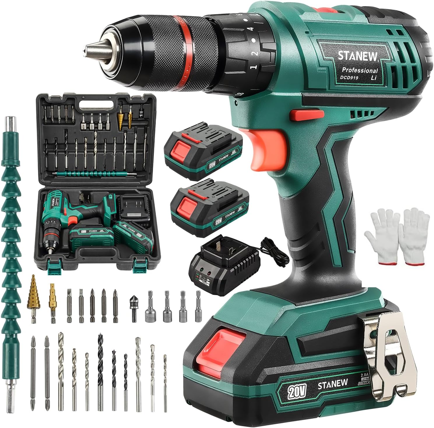 Cordless Drill Set 20 V – Hammer Driver with 24 Accessories Rechargeable Tool Kit KSA | مجموعة مثقاب لاسلكي 20 فولت بمطرقة قيادة و 24 ملحقًا قابلة للشحن في السعودية