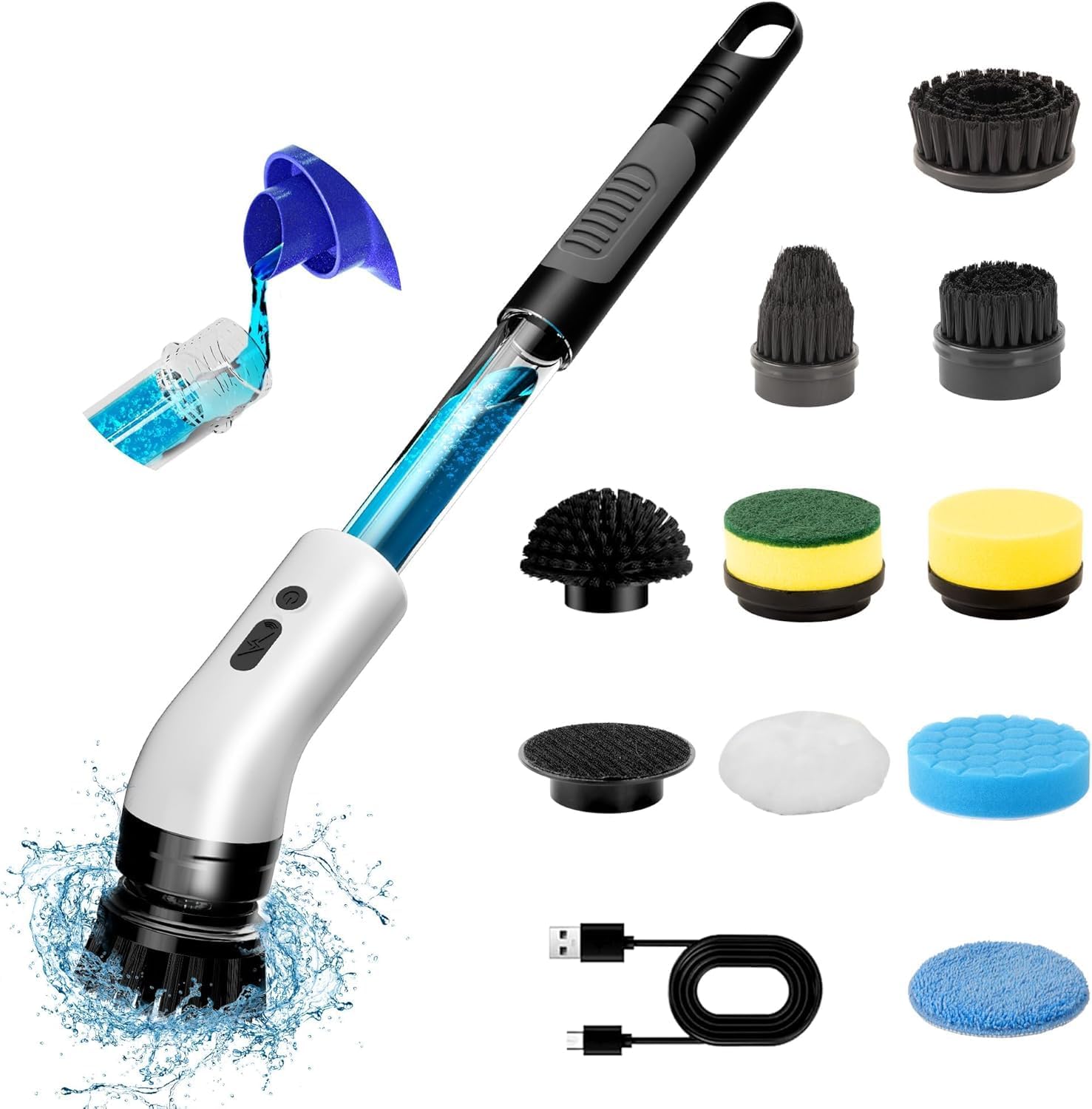 Electric Spin Scrubber 9‑in‑1 IPX7 Waterproof Type‑C Rechargeable Cleaning Brush KSA | فرشاة تنظيف كهربائية دوارة 9 في 1 مقاومة للماء IPX7 قابلة للشحن بمنفذ Type‑C في السعودية