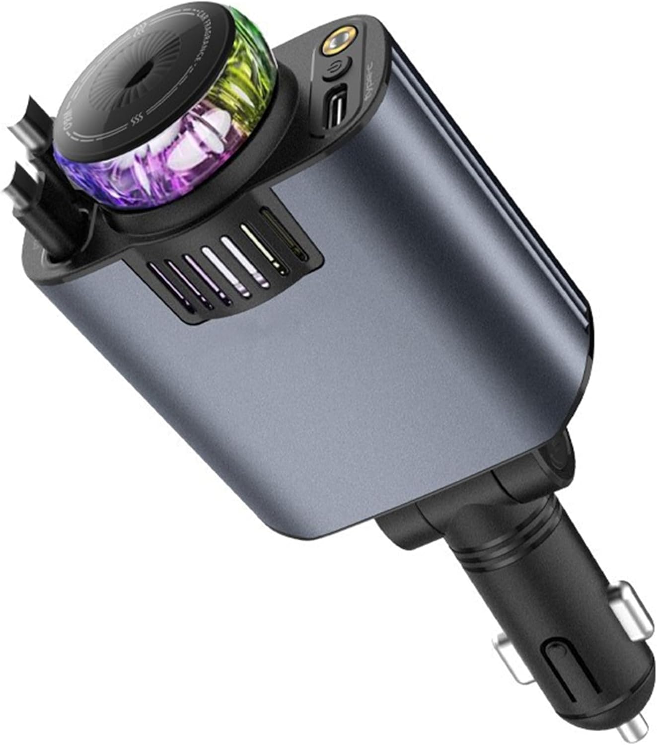5‑in‑1 Car Charger with Air Freshener & Star Light – 45 W Fast Charging KSA | شاحن سيارة 5 في 1 مع معطر هواء وإضاءة نجوم بقدرة شحن سريع 45 واط في السعودية