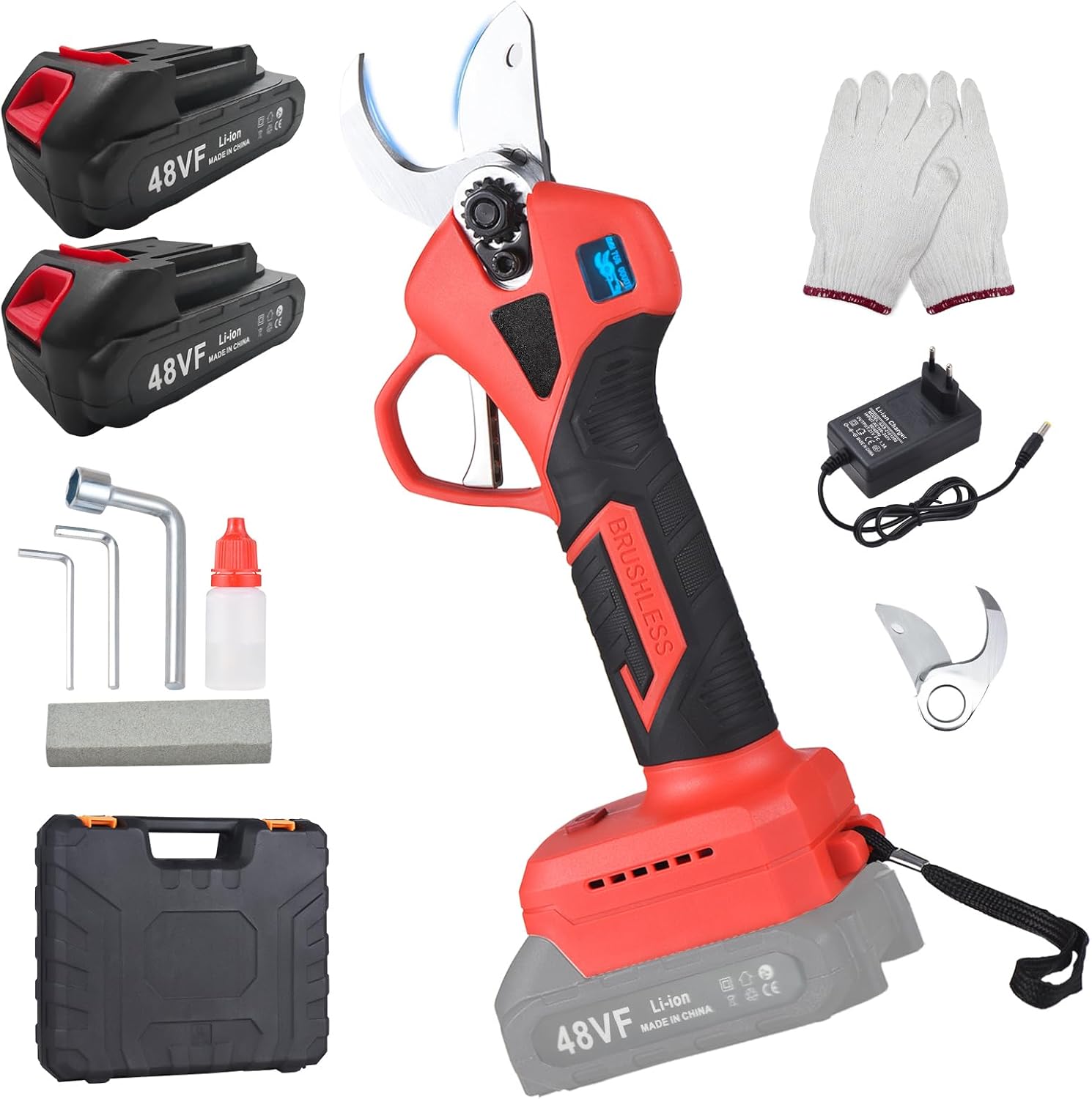 Electric Pruning Shears 48 V Cordless – 30 mm Blade with 2 Rechargeable Batteries KSA | مقص تقليم كهربائي لاسلكي 48 فولت بشفرة 30 مم ومزود ببطاريتين قابلتين للشحن في السعودية