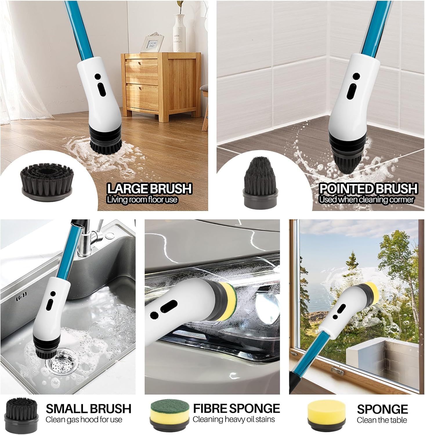 Electric Spin Scrubber 9‑in‑1 IPX7 Waterproof Type‑C Rechargeable Cleaning Brush KSA | فرشاة تنظيف كهربائية دوارة 9 في 1 مقاومة للماء IPX7 قابلة للشحن بمنفذ Type‑C في السعودية