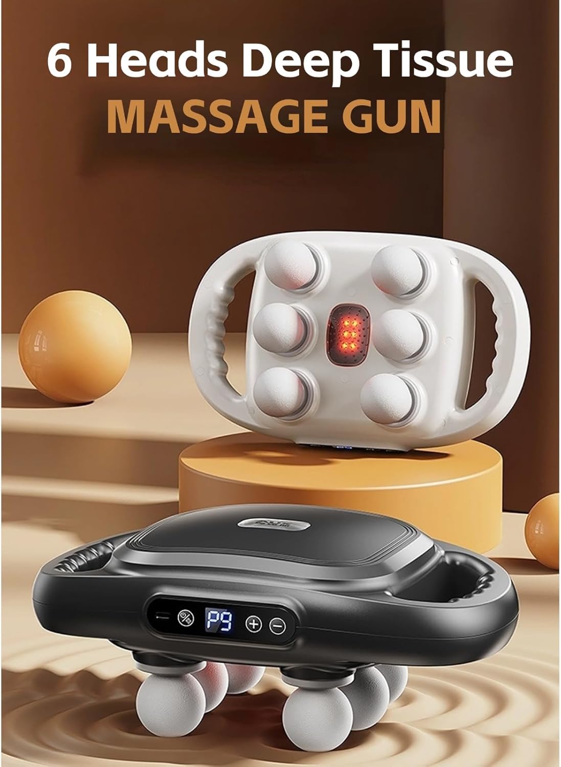 Cuifati Massage Gun 6 Heads – 9 Speed Levels & 9 Therapy Modes Deep Tissue Massager KSA | مسدس تدليك كويفاتي بـ 6 رؤوس و 9 مستويات سرعة و 9 أوضاع علاجية للتدليك العميق في السعودية