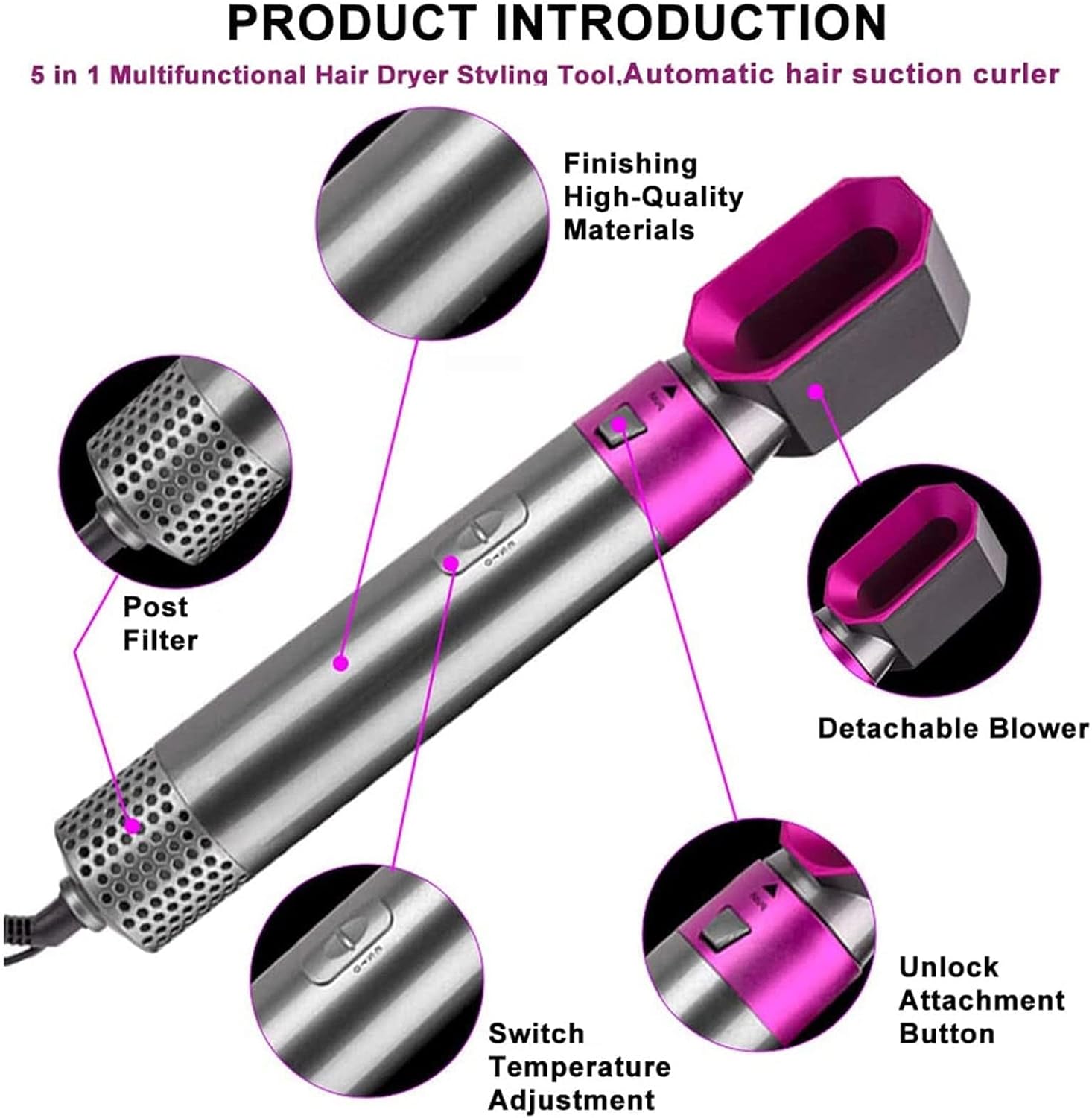 Aputue Hair Dryer Styler 5‑in‑1 – 5 Barrels for Drying, Curling & Straightening KSA | جهاز تصفيف الشعر Aputue 5 في 1 بخمسة رؤوس للتجفيف والتجعيد والتمليس في السعودية