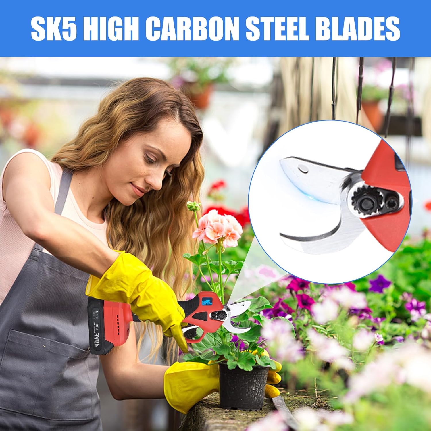 Electric Pruning Shears 48 V Cordless – 30 mm Blade with 2 Rechargeable Batteries KSA | مقص تقليم كهربائي لاسلكي 48 فولت بشفرة 30 مم ومزود ببطاريتين قابلتين للشحن في السعودية
