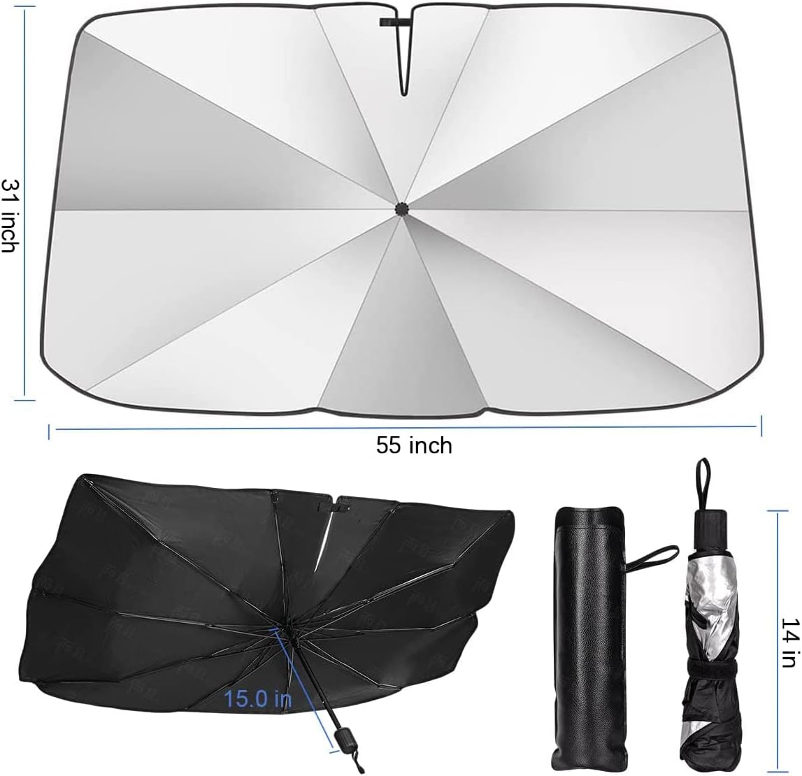 Car Windshield Sun Shade UPF50+ – Foldable UV Protection Umbrella KSA | مظلة واقية للزجاج الأمامي بمستوى حماية UPF50+ قابلة للطي للوقاية من الشمس في السعودية