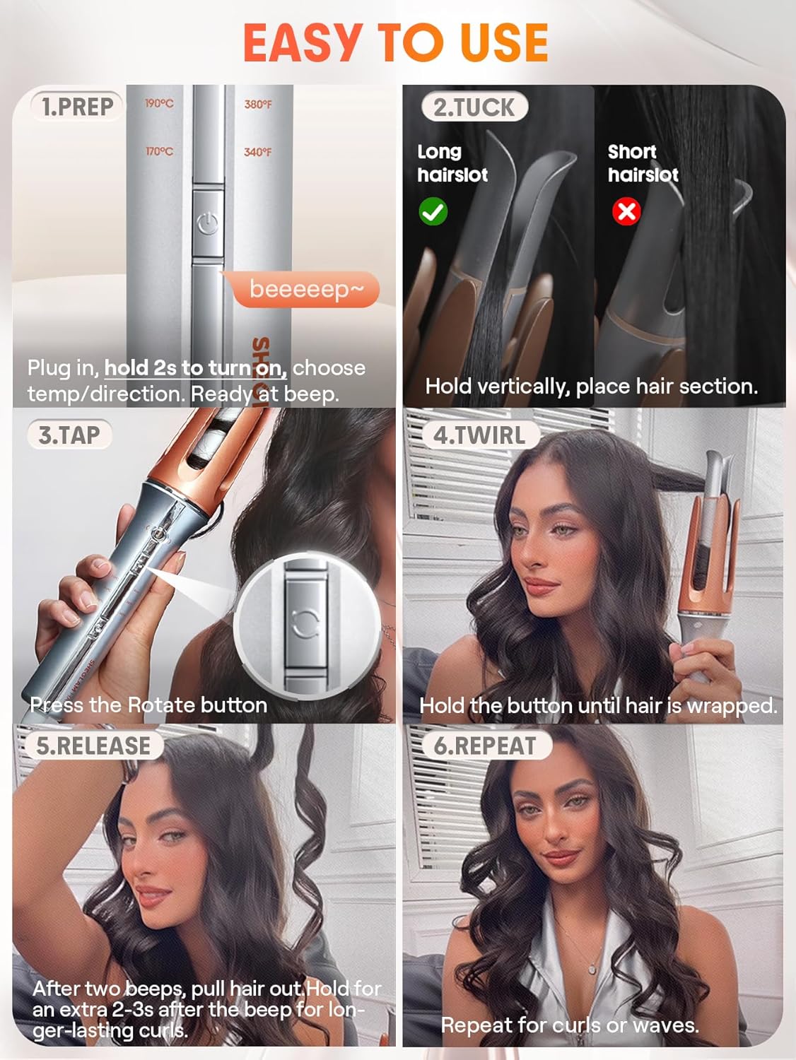 SHEGLAM Auto Curling Iron – 3 Temperature Settings & Fast Heat KSA | مكواة تجعيد شعر أوتوماتيكية من شيغلام بثلاث درجات حرارة وسرعة تسخين في السعودية