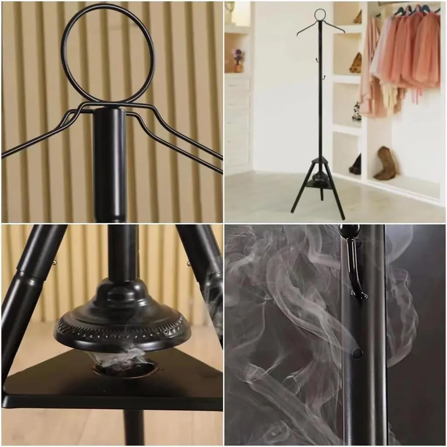 Clothes Incense Burner Stand 175 cm – Metal Coat Rack with Bakhoor Holder KSA | حامل بخور معدني للملابس بارتفاع 175 سم مزود بعلاق ملابس في السعودية