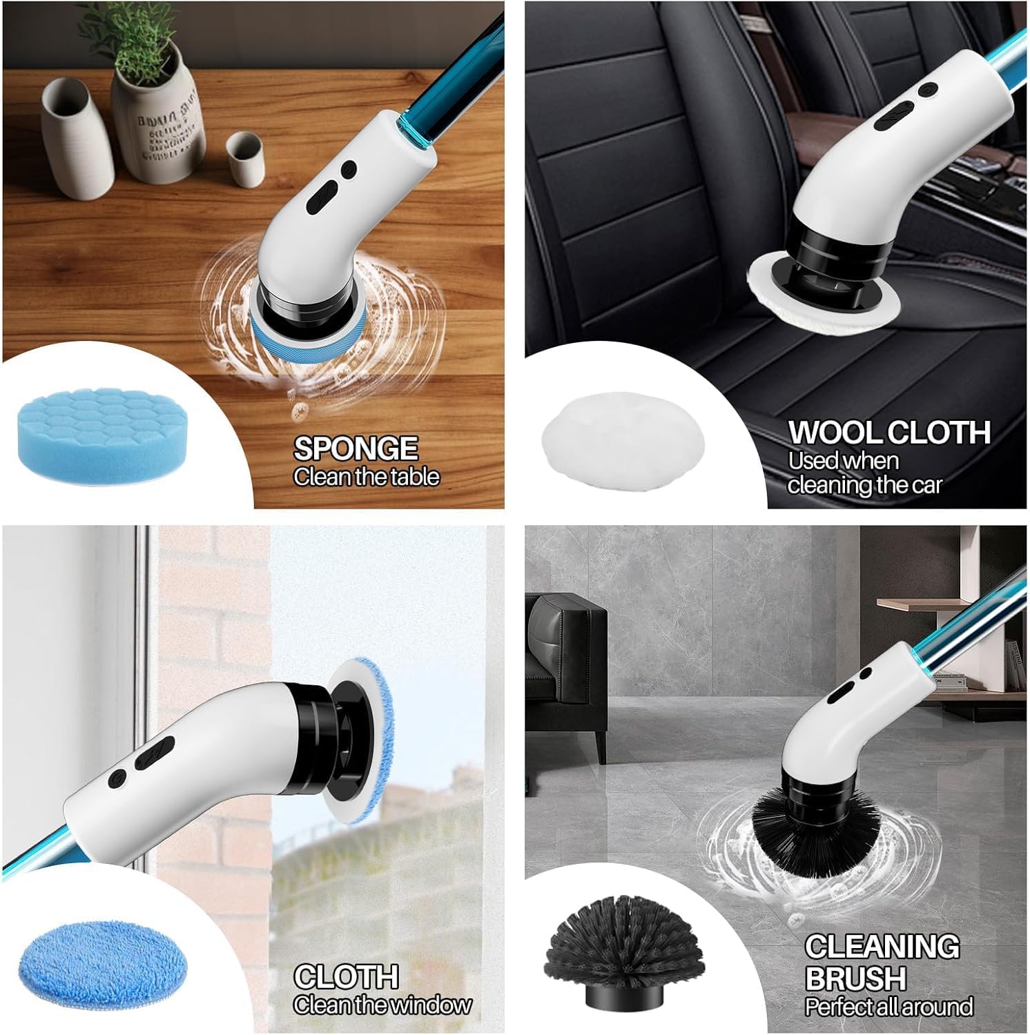 Electric Spin Scrubber 9‑in‑1 IPX7 Waterproof Type‑C Rechargeable Cleaning Brush KSA | فرشاة تنظيف كهربائية دوارة 9 في 1 مقاومة للماء IPX7 قابلة للشحن بمنفذ Type‑C في السعودية