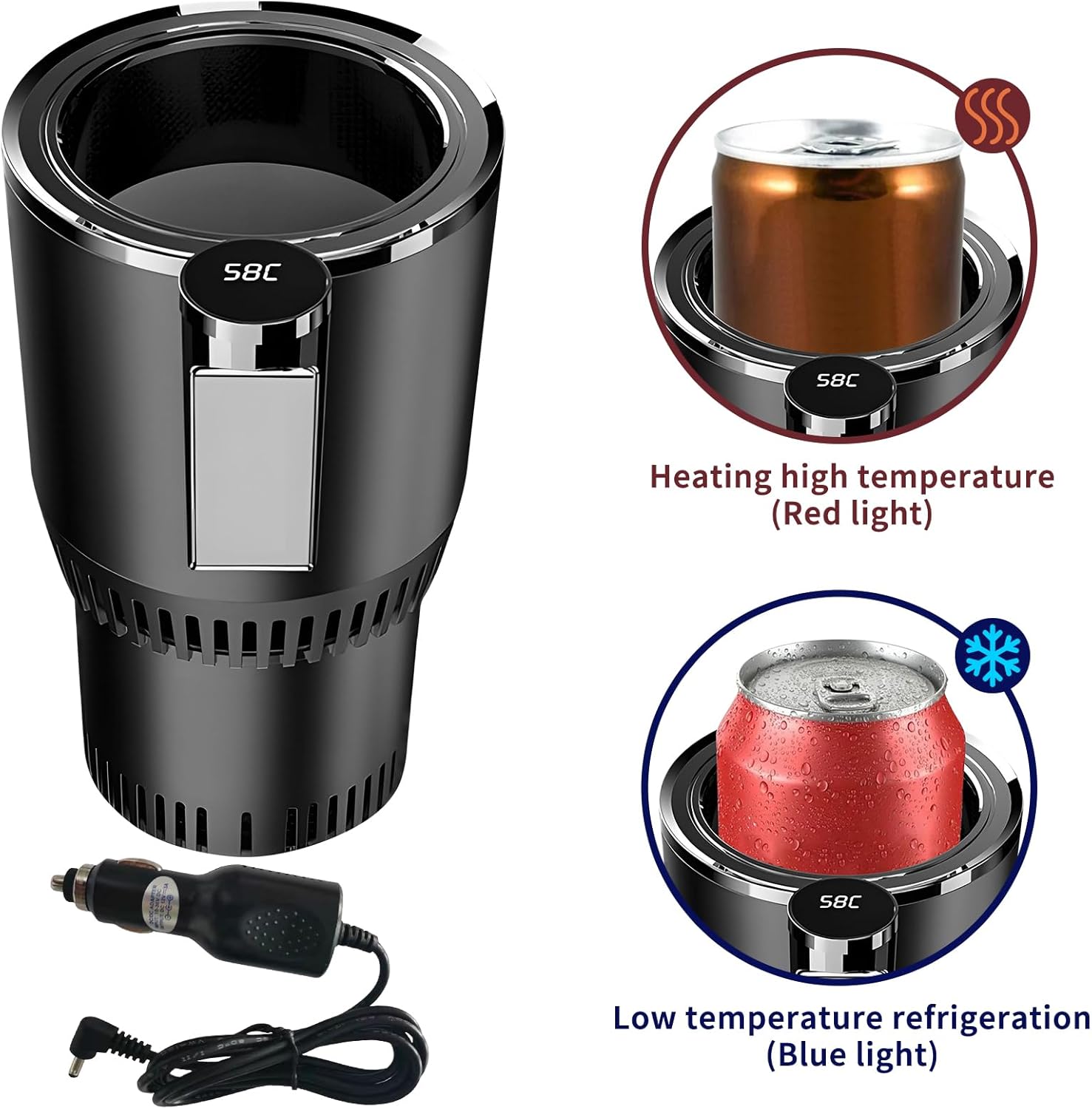 Smart Car Cup 2‑in‑1 Cooler & Heater – LED Touch Thermo Cup for Hot and Cold Drinks KSA | كوب سيارة ذكي 2 في 1 للتبريد والتسخين بشاشة لمس وإضاءة LED في السعودية