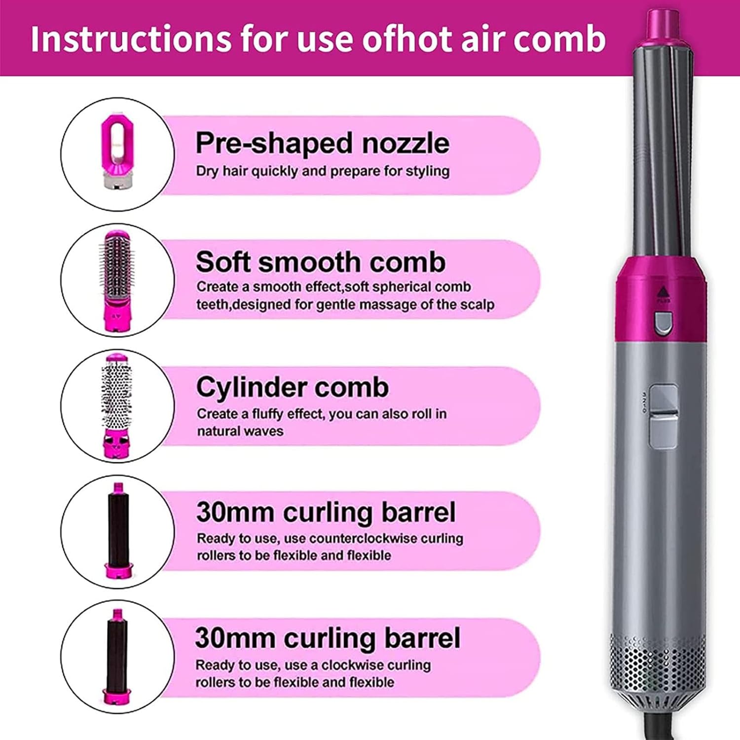 Aputue Hair Dryer Styler 5‑in‑1 – 5 Barrels for Drying, Curling & Straightening KSA | جهاز تصفيف الشعر Aputue 5 في 1 بخمسة رؤوس للتجفيف والتجعيد والتمليس في السعودية