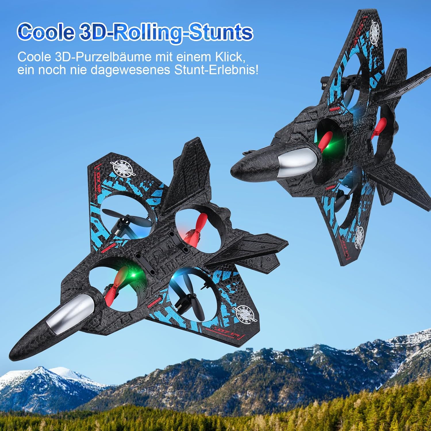 RC Quadcopter Drone Floating Fighter 2.4 GHz RTF for Kids & Adults KSA | طائرة درون رباعية التحكم مقاتلة عائمة جاهزة للطيران 2.4 غيغاهرتز للأطفال والكبار في السعودية
