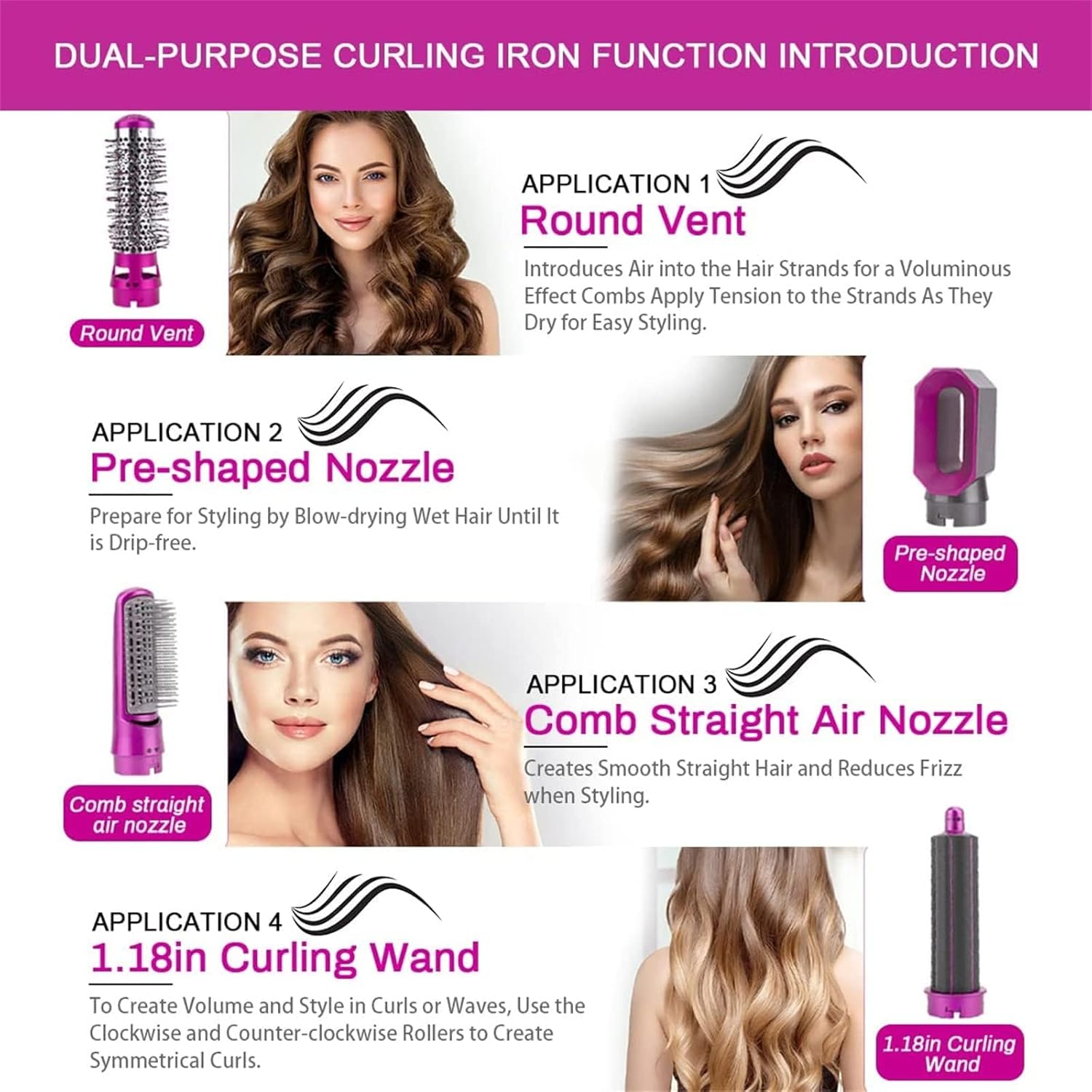 Aputue Hair Dryer Styler 5‑in‑1 – 5 Barrels for Drying, Curling & Straightening KSA | جهاز تصفيف الشعر Aputue 5 في 1 بخمسة رؤوس للتجفيف والتجعيد والتمليس في السعودية