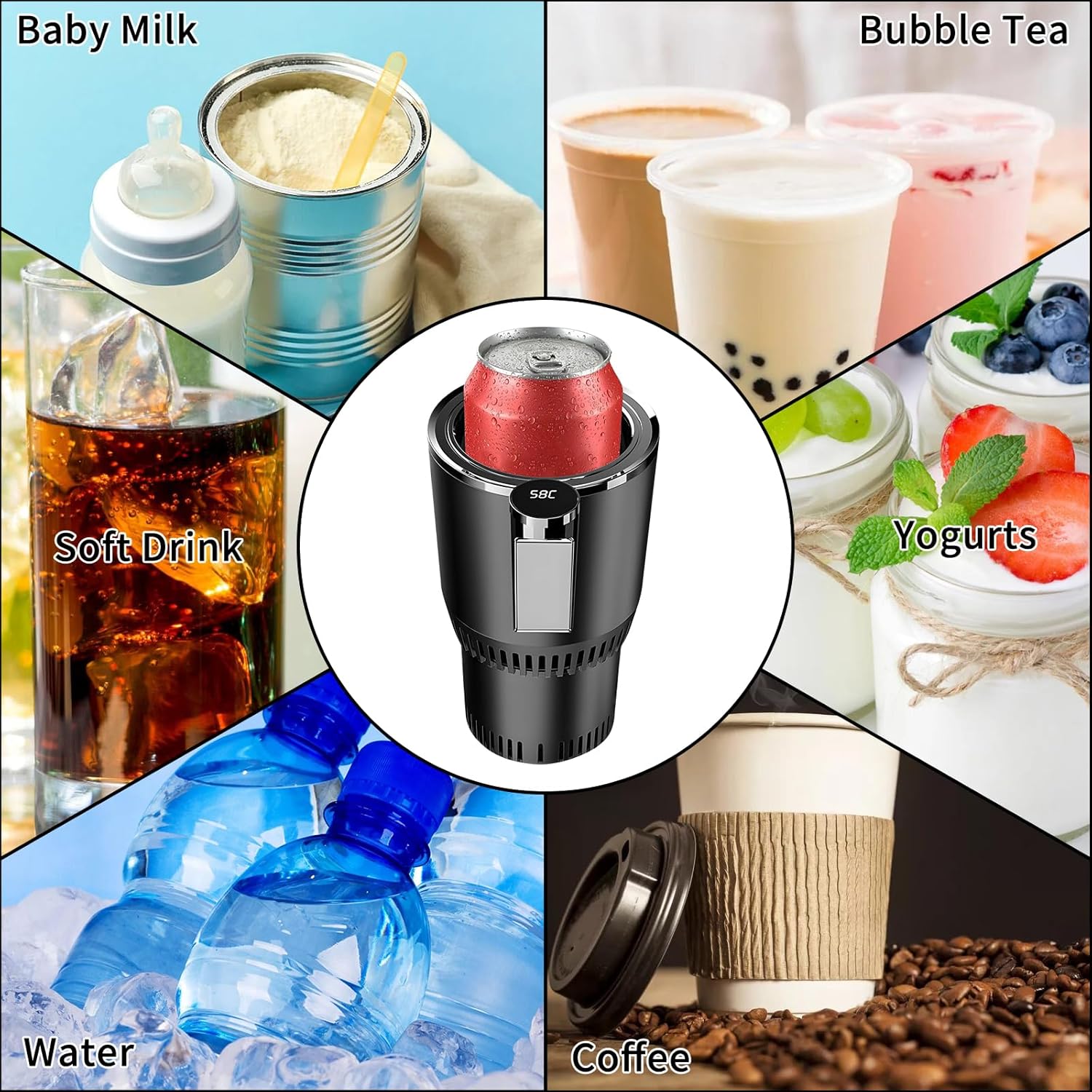 Smart Car Cup 2‑in‑1 Cooler & Heater – LED Touch Thermo Cup for Hot and Cold Drinks KSA | كوب سيارة ذكي 2 في 1 للتبريد والتسخين بشاشة لمس وإضاءة LED في السعودية