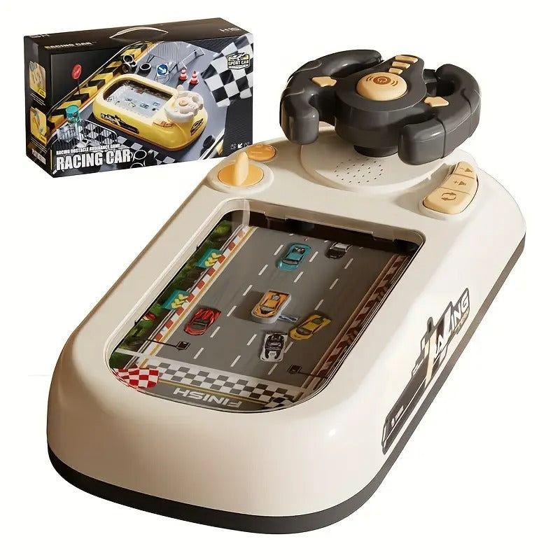 Car Racing Game Console – Steering Wheel with Lights & Music for Kids KSA | جهاز لعبة سباق السيارات بعجلة قيادة مع أضواء وموسيقى للأطفال في السعودية