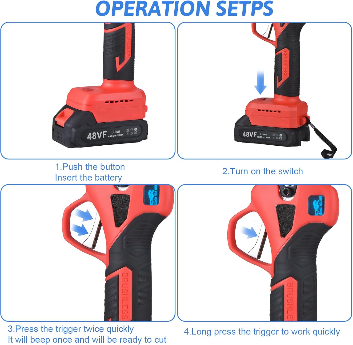 Electric Pruning Shears 48 V Cordless – 30 mm Blade with 2 Rechargeable Batteries KSA | مقص تقليم كهربائي لاسلكي 48 فولت بشفرة 30 مم ومزود ببطاريتين قابلتين للشحن في السعودية
