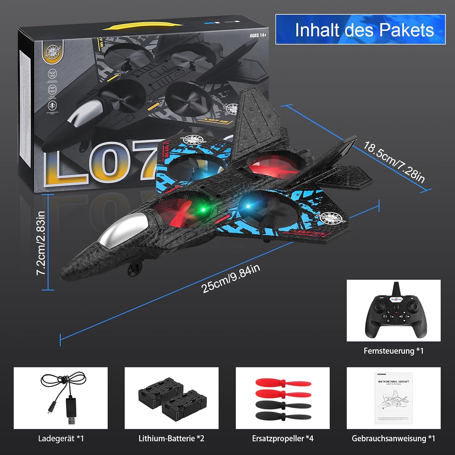 RC Quadcopter Drone Floating Fighter 2.4 GHz RTF for Kids & Adults KSA | طائرة درون رباعية التحكم مقاتلة عائمة جاهزة للطيران 2.4 غيغاهرتز للأطفال والكبار في السعودية