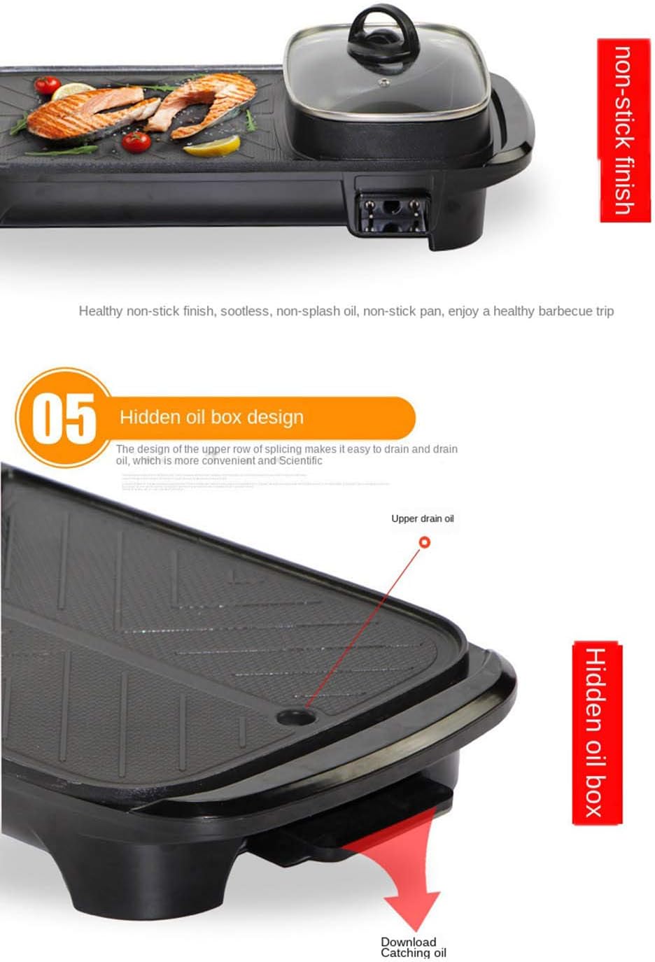 Electric BBQ Grill & Hot Pot 2‑in‑1 – Smokeless Non‑Stick Indoor Cooking KSA | شواية كهربائية وقدر ساخن 2 في 1 بدون دخان ومغطاة بطبقة مانعة للإلتصاق للطهي المنزلي في السعودية