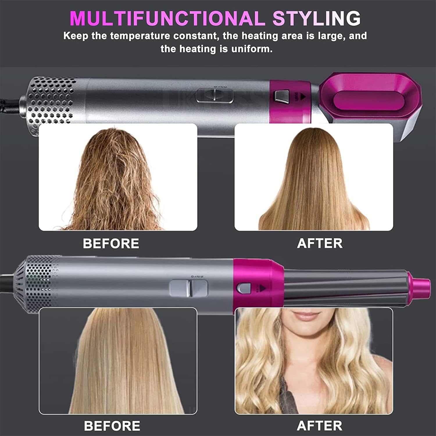 Aputue Hair Dryer Styler 5‑in‑1 – 5 Barrels for Drying, Curling & Straightening KSA | جهاز تصفيف الشعر Aputue 5 في 1 بخمسة رؤوس للتجفيف والتجعيد والتمليس في السعودية