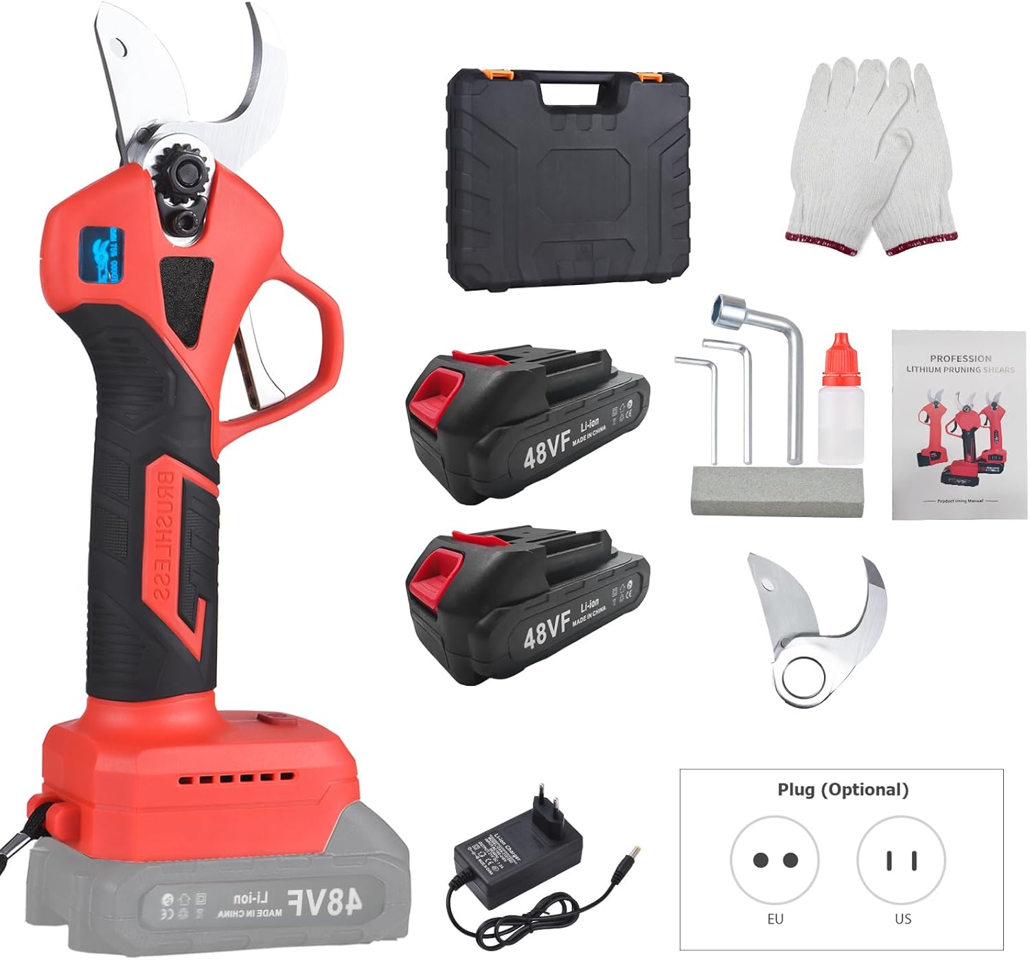 Electric Pruning Shears 48 V Cordless – 30 mm Blade with 2 Rechargeable Batteries KSA | مقص تقليم كهربائي لاسلكي 48 فولت بشفرة 30 مم ومزود ببطاريتين قابلتين للشحن في السعودية
