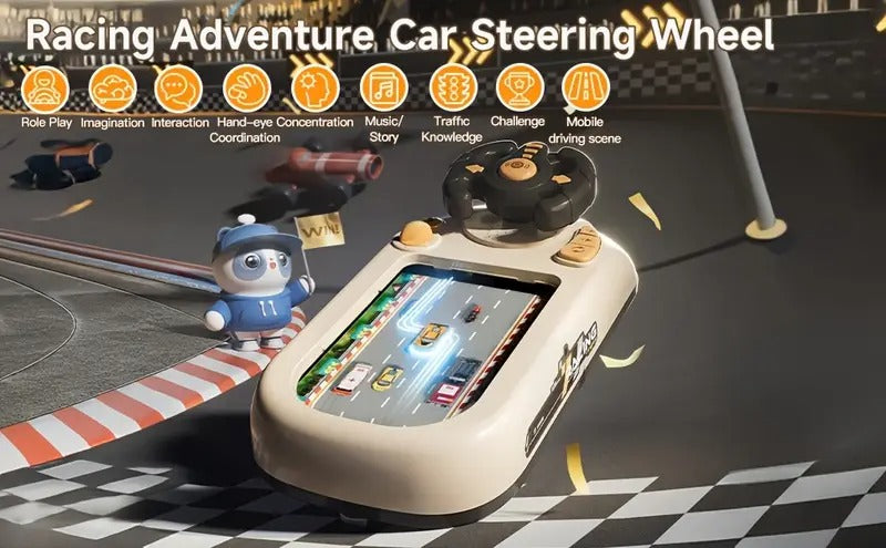 Car Racing Game Console – Steering Wheel with Lights & Music for Kids KSA | جهاز لعبة سباق السيارات بعجلة قيادة مع أضواء وموسيقى للأطفال في السعودية
