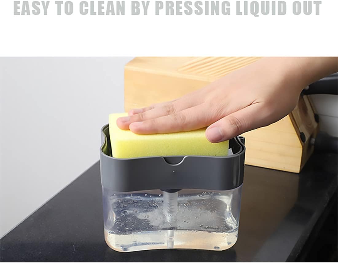 Kitchen Soap Dispenser with Sponge Holder Pump – 2 in 1 Compact Sink Organizer KSA | موزع صابون للمطبخ بمضخة وحامل إسفنجة 2 في 1 لتنظيم حوض المطبخ في السعودية