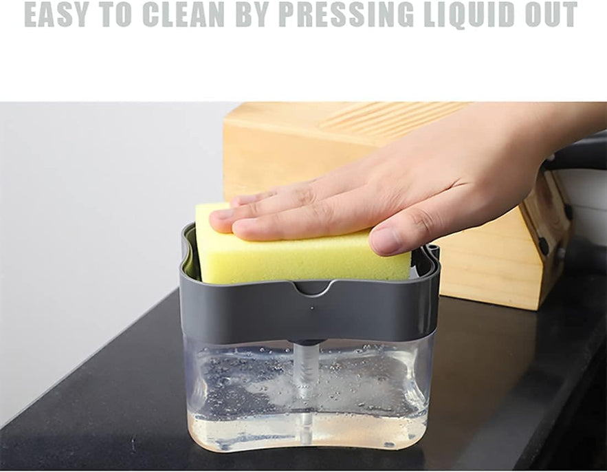 Kitchen Soap Dispenser with Sponge Holder Pump – 2 in 1 Compact Sink Organizer KSA | موزع صابون للمطبخ بمضخة وحامل إسفنجة 2 في 1 لتنظيم حوض المطبخ في السعودية