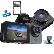 3‑Channel Dash Cam 1080 P – Front & Rear WiFi Car Camera with App Control KSA | كاميرا سيارة 3 قنوات بدقة 1080 بيكسل أمامية وخلفية بميزة WiFi وتحكم عبر التطبيق في السعودية