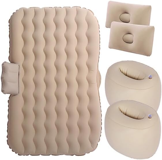 Car Inflatable Air Mattress with 2 Pillows – Beige Travel Bed for Back Seat KSA | مرتبة هوائية لل سيارة مع وسادتين باللون البيج للمقاعد الخلفية في السعودية