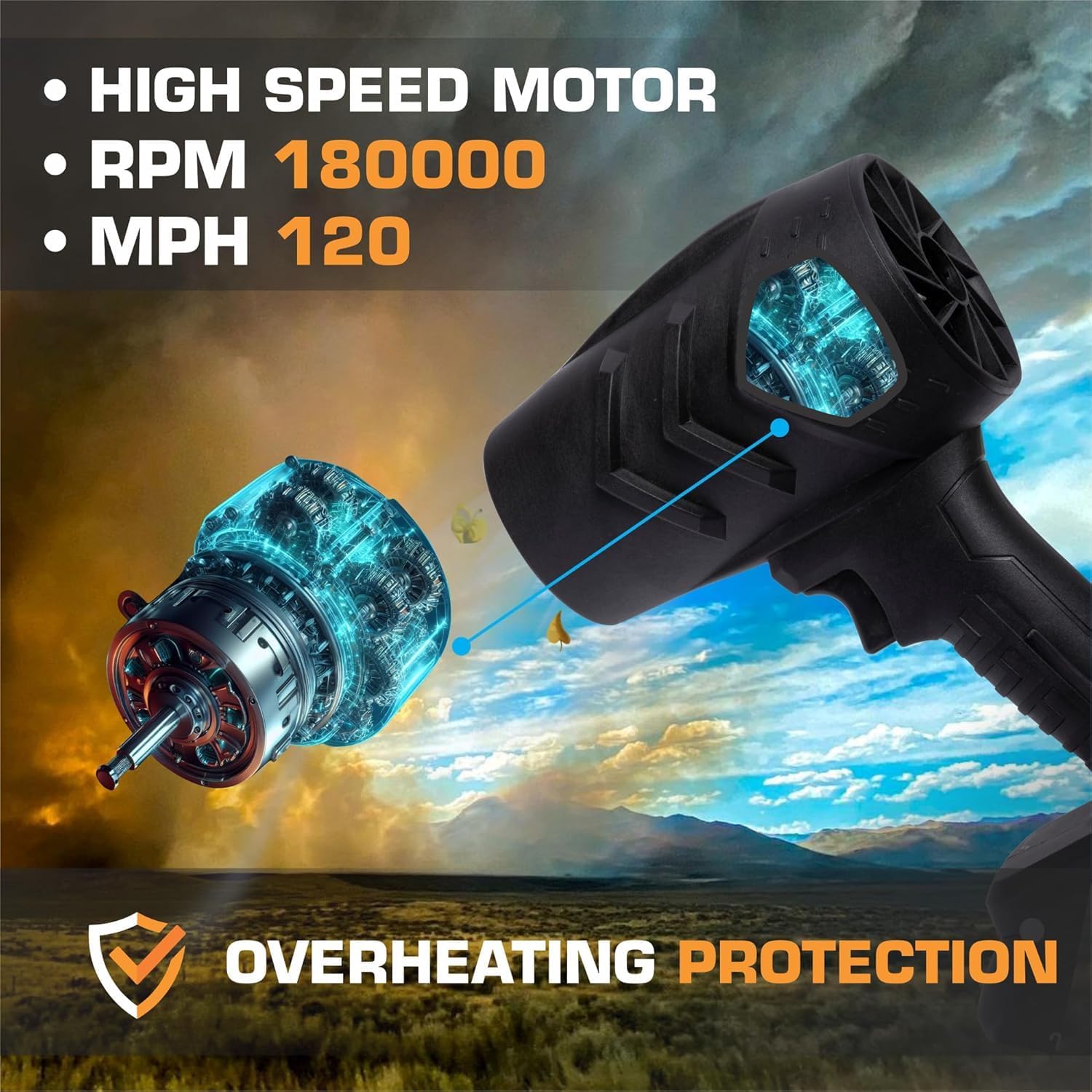 Cordless Leaf Blower with 2 Batteries – Turbo Jet Power for Efficient Outdoor Cleaning KSA | منفاخ أوراق لاسلكي ببطاريتين قابلتين للشحن بقوة توربو جيت للتنظيف الخارجي الفعّال في السعودية