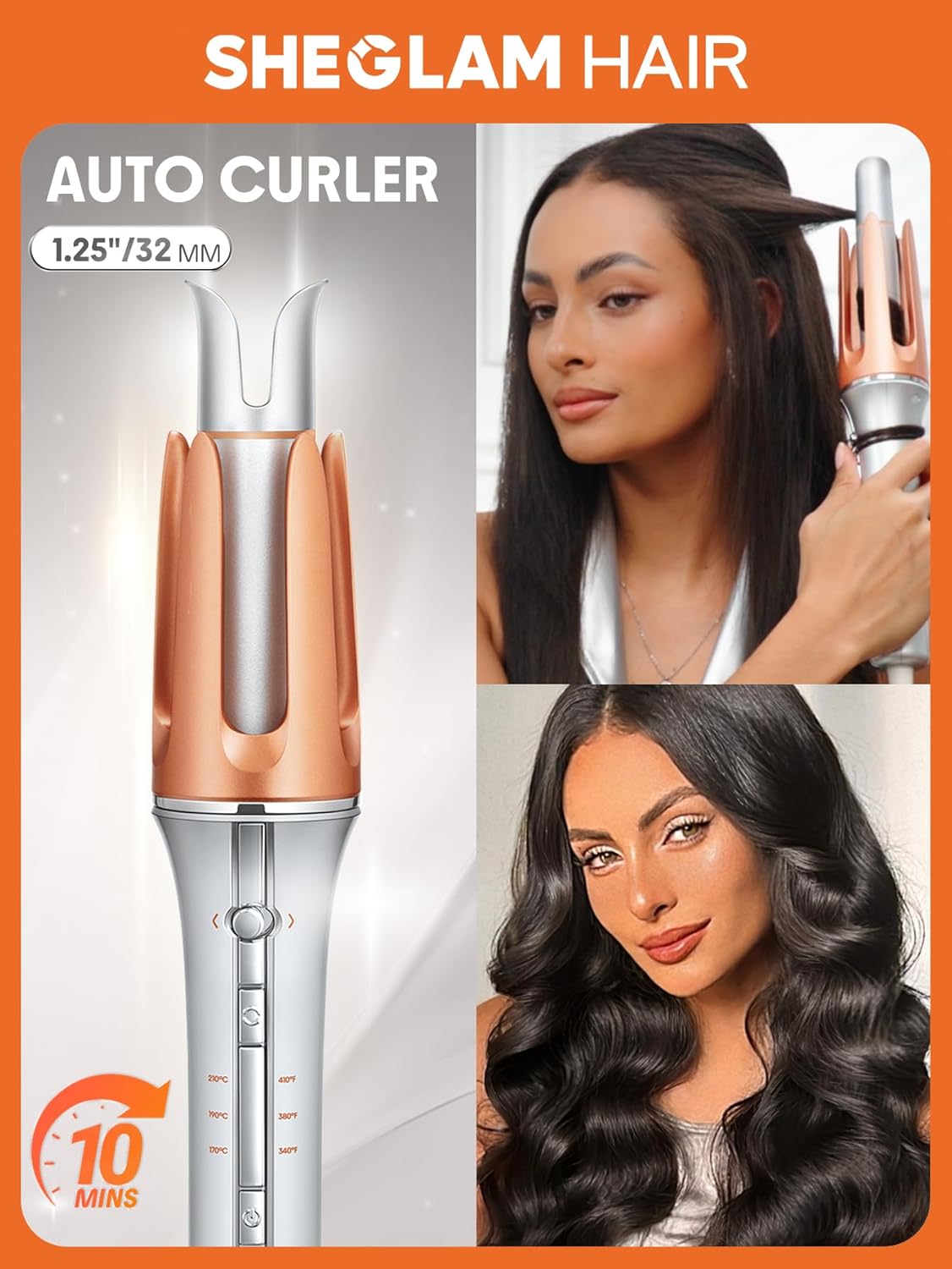 SHEGLAM Auto Curling Iron – 3 Temperature Settings & Fast Heat KSA | مكواة تجعيد شعر أوتوماتيكية من شيغلام بثلاث درجات حرارة وسرعة تسخين في السعودية
