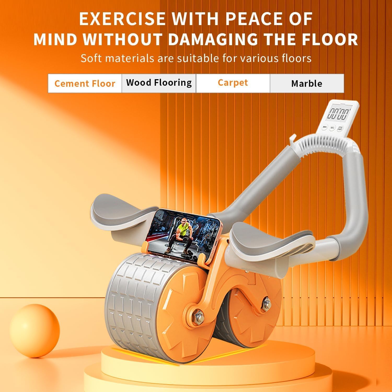 Automatic Ab Roller Wheel – Elbow Support with Smart Timer for Core Workout KSA | عجلة تمارين بطن أوتوماتيكية مع دعم للمرفقين ومؤقت ذكي لتقوية العضلات في السعودية