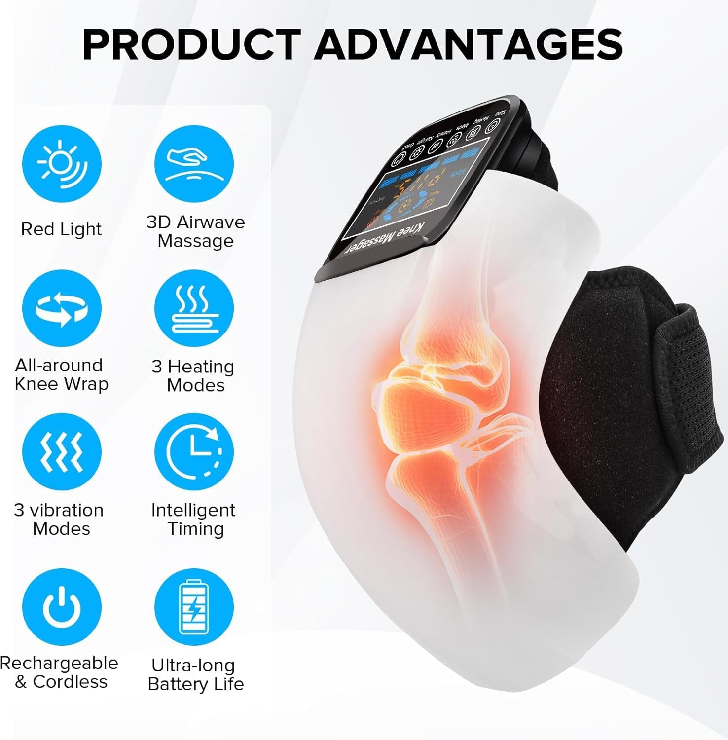 4‑in‑1 Knee Massager – Deep Heat, Vibration & Red Light Therapy with LED Screen KSA | جهاز تدليك الركبة 4 في 1 بعلاج حراري واهتزاز وضوء أحمر وشاشة LED في السعودية
