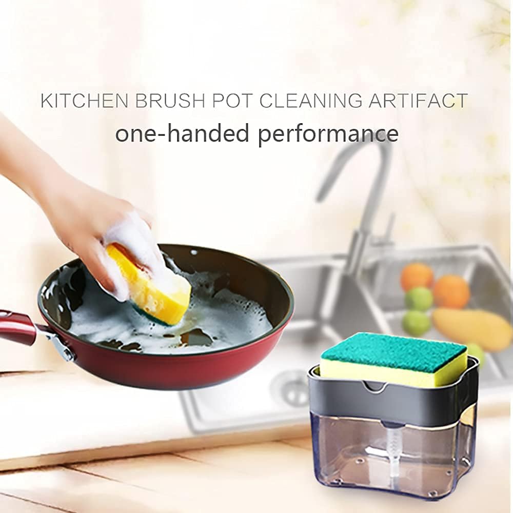 Kitchen Soap Dispenser with Sponge Holder Pump – 2 in 1 Compact Sink Organizer KSA | موزع صابون للمطبخ بمضخة وحامل إسفنجة 2 في 1 لتنظيم حوض المطبخ في السعودية