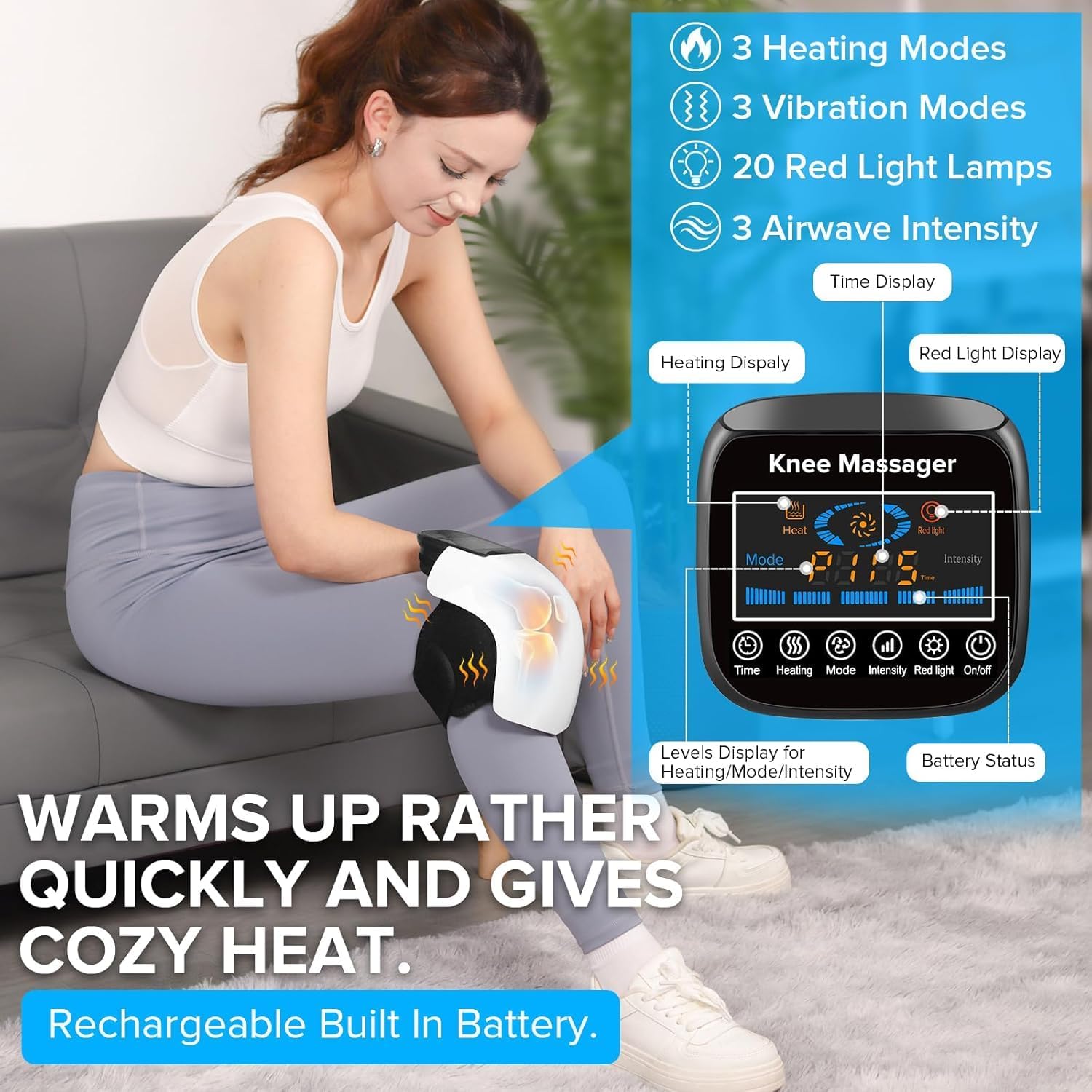 4‑in‑1 Knee Massager – Deep Heat, Vibration & Red Light Therapy with LED Screen KSA | جهاز تدليك الركبة 4 في 1 بعلاج حراري واهتزاز وضوء أحمر وشاشة LED في السعودية