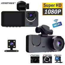 3‑Channel Dash Cam 1080 P – Front & Rear WiFi Car Camera with App Control KSA | كاميرا سيارة 3 قنوات بدقة 1080 بيكسل أمامية وخلفية بميزة WiFi وتحكم عبر التطبيق في السعودية