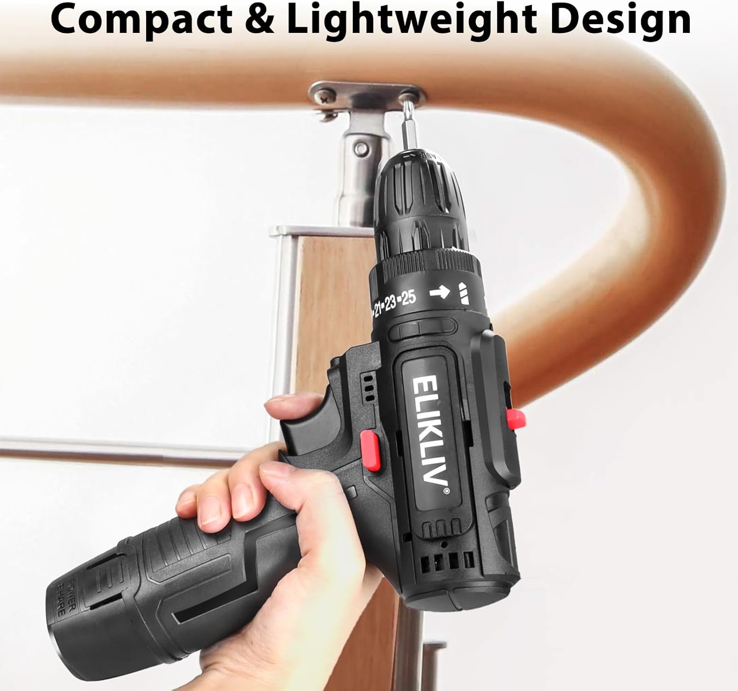 12 V Cordless Drill – 10 mm Chuck 2‑Speed with LED Work Light KSA | مثقاب لاسلكي 12 فولت بمقبض 10 مم وسرعتين ومصباح LED في السعودية