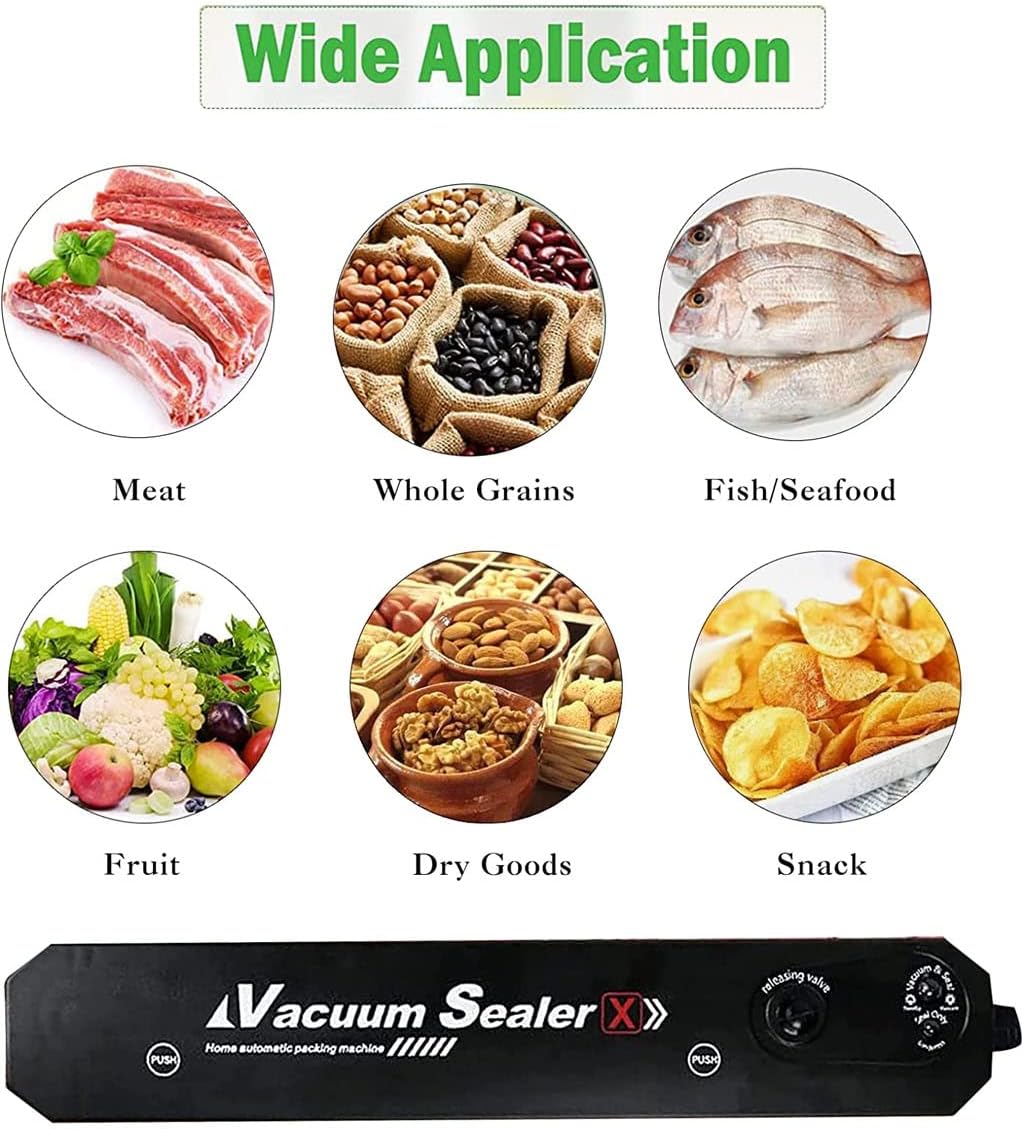 Automatic Vacuum Sealer Food Saver Machine – 10 Bags Included, Dry & Wet Modes Sous Vide Compact KSA | جهاز تغليف وتفريغ هواء أوتوماتيكي لحفظ الطعام مع 10 أكياس ووضع جاف ومبلل بتصميم مضغوط في السعودية