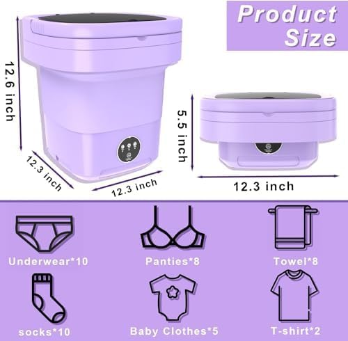 Mini Washing Machine 11 L – Folding Portable Washer with Drain Basket KSA | غسالة صغيرة قابلة للطي سعة 11 لتر محمولة مع سلة تصريف في السعودية
