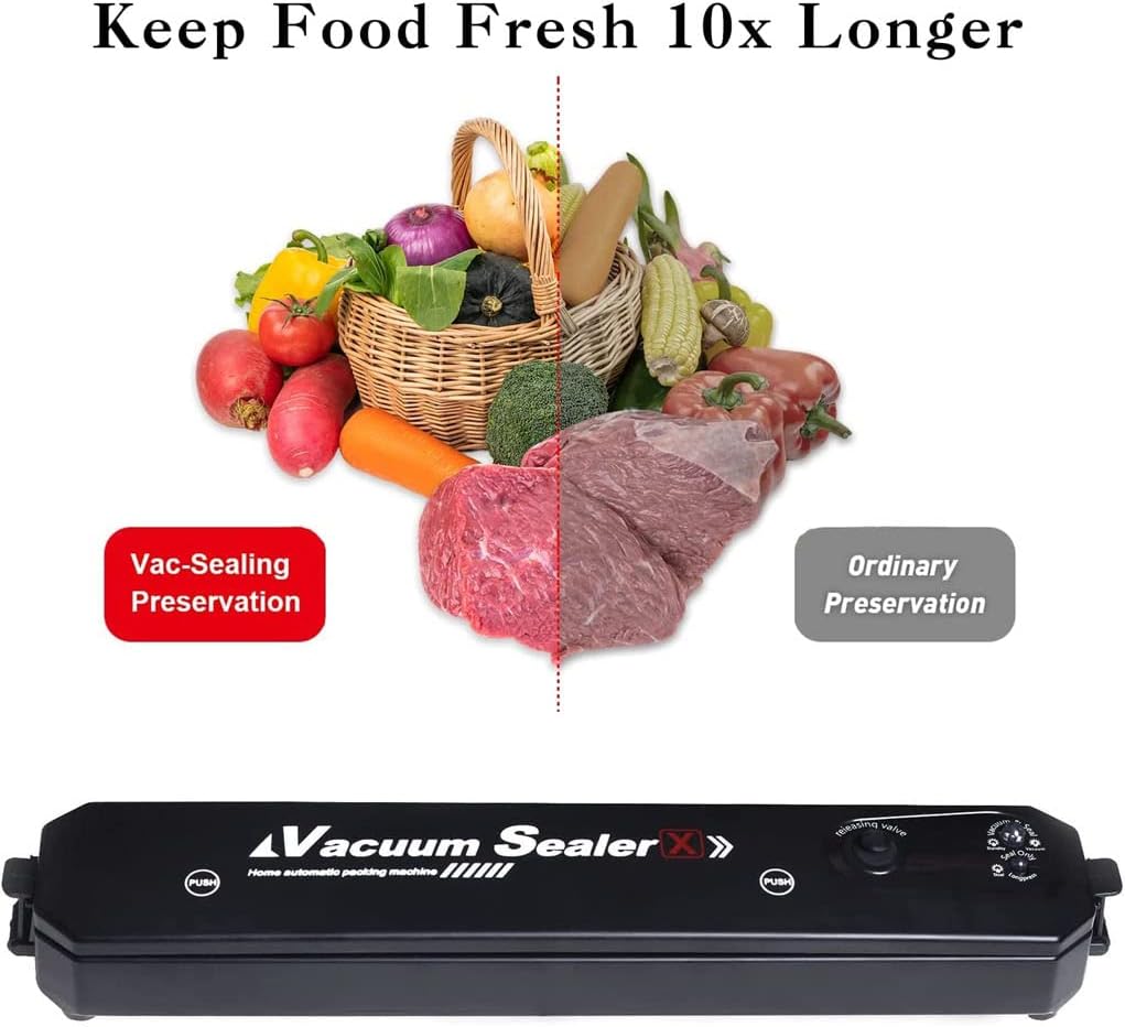 Automatic Vacuum Sealer Food Saver Machine – 10 Bags Included, Dry & Wet Modes Sous Vide Compact KSA | جهاز تغليف وتفريغ هواء أوتوماتيكي لحفظ الطعام مع 10 أكياس ووضع جاف ومبلل بتصميم مضغوط في السعودية