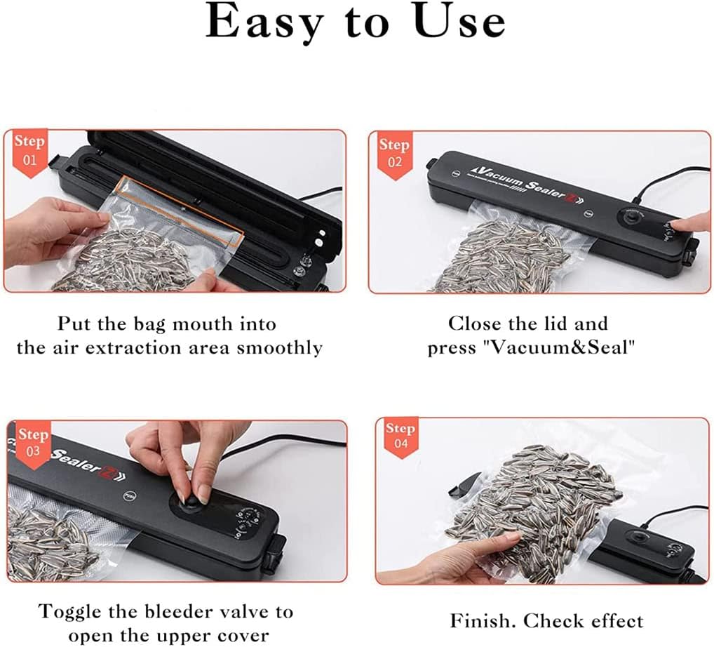 Automatic Vacuum Sealer Food Saver Machine – 10 Bags Included, Dry & Wet Modes Sous Vide Compact KSA | جهاز تغليف وتفريغ هواء أوتوماتيكي لحفظ الطعام مع 10 أكياس ووضع جاف ومبلل بتصميم مضغوط في السعودية