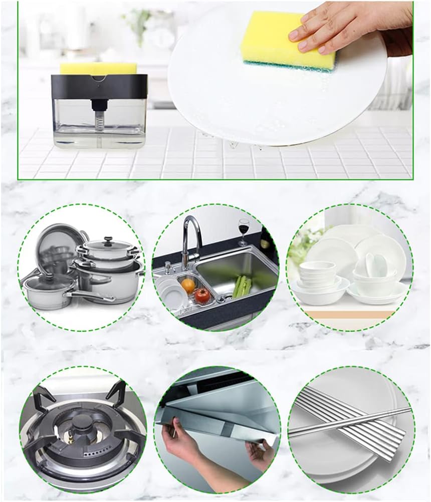Kitchen Soap Dispenser with Sponge Holder Pump – 2 in 1 Compact Sink Organizer KSA | موزع صابون للمطبخ بمضخة وحامل إسفنجة 2 في 1 لتنظيم حوض المطبخ في السعودية