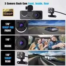 3‑Channel Dash Cam 1080 P – Front & Rear WiFi Car Camera with App Control KSA | كاميرا سيارة 3 قنوات بدقة 1080 بيكسل أمامية وخلفية بميزة WiFi وتحكم عبر التطبيق في السعودية