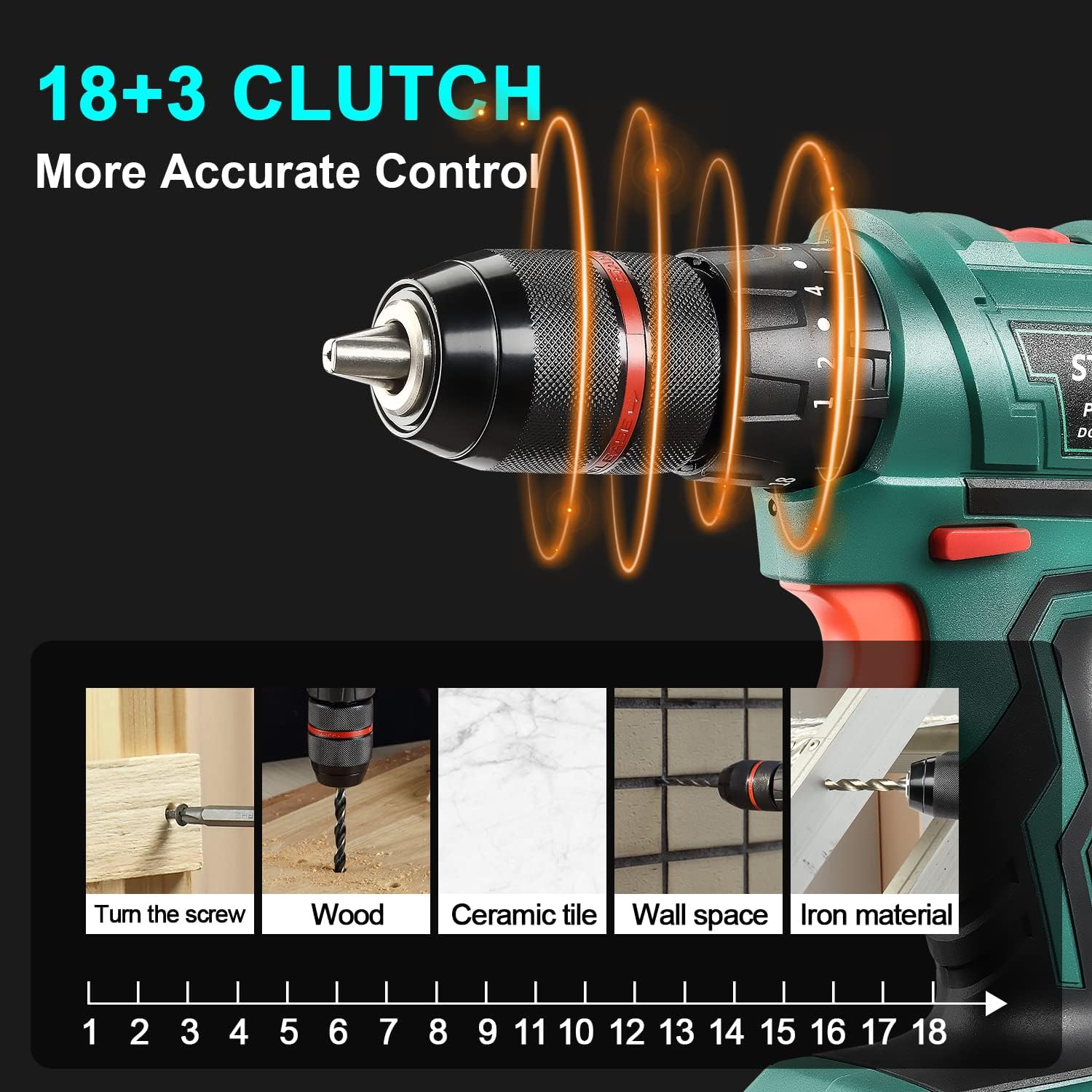 Cordless Drill Set 20 V – Hammer Driver with 24 Accessories Rechargeable Tool Kit KSA | مجموعة مثقاب لاسلكي 20 فولت بمطرقة قيادة و 24 ملحقًا قابلة للشحن في السعودية