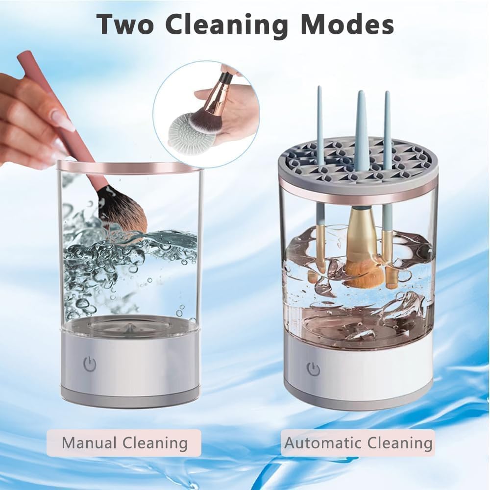 Electric Makeup Brush Cleaner 3‑in‑1 – Automatic Spinner with Cleaning Mat KSA | منظف فرش مكياج كهربائي 3 في 1 بفرشة دوارة وحصيرة تنظيف في السعودية