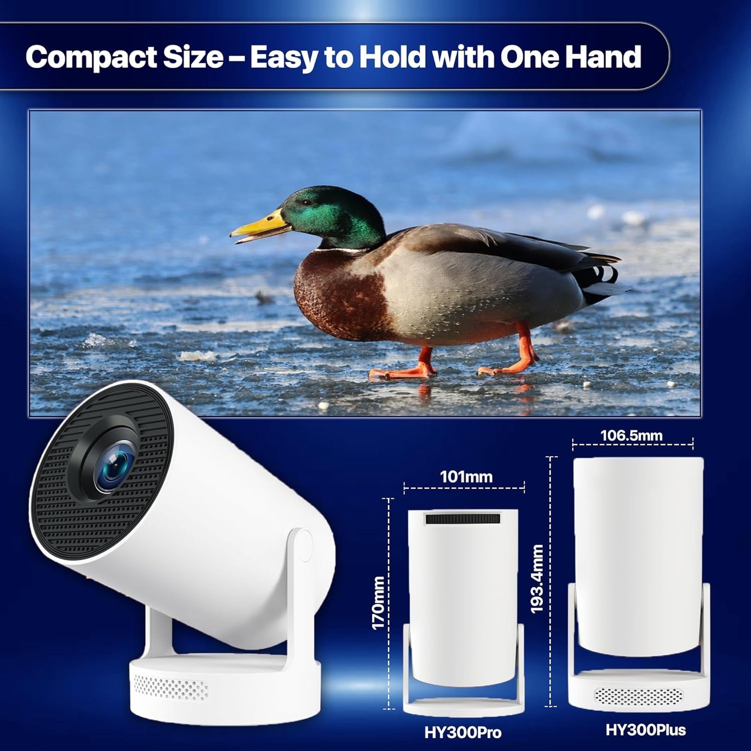 HY300 Mini Projector 4K Android 11 – WiFi Bluetooth Full HD 1080p Home Cinema KSA | جهاز عرض صغير HY300 بدقة 4K ونظام أندرويد 11 بإتصال WiFi و Bluetooth وضوح كامل 1080p للسينما المنزلية في السعودية