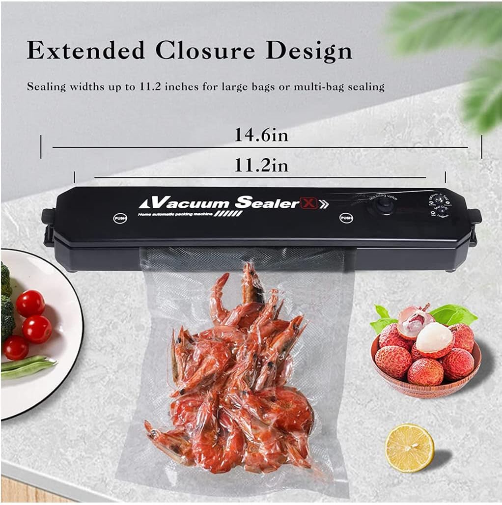 Automatic Vacuum Sealer Food Saver Machine – 10 Bags Included, Dry & Wet Modes Sous Vide Compact KSA | جهاز تغليف وتفريغ هواء أوتوماتيكي لحفظ الطعام مع 10 أكياس ووضع جاف ومبلل بتصميم مضغوط في السعودية