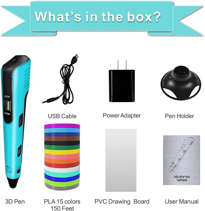 3D Pen for Kids – Creative Drawing Tool with 15 PLA Color Filaments KSA | قلم ثلاثي الأبعاد للأطفال مع 15 لونًا من خيوط PLA للرسم الإبداعي في السعودية