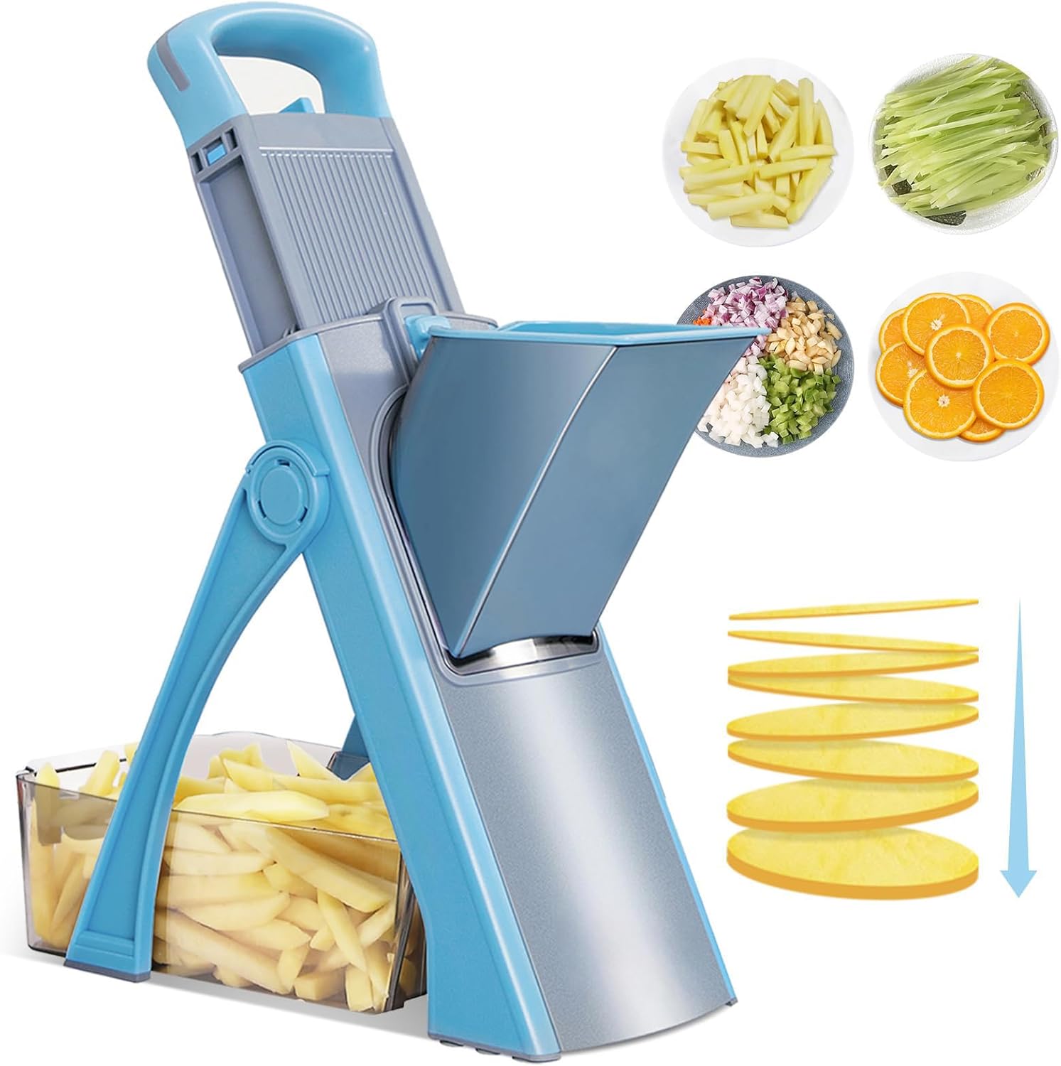 Vegetable Chopper & Slicer Mandoline with Container – Multi‑Function Kitchen Tool KSA | قطاعة خضروات ومتعدد الوظائف بصندوق تجميع للمطبخ في السعودية_0_image